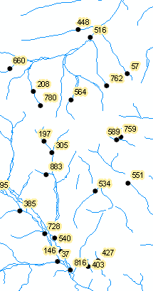 Example of output generated by RivEX for random sampling of river network