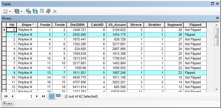 Attribute Table showing flipped field