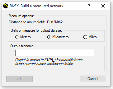 Build measured network dialog