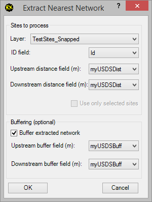 Extract nearest network dialog