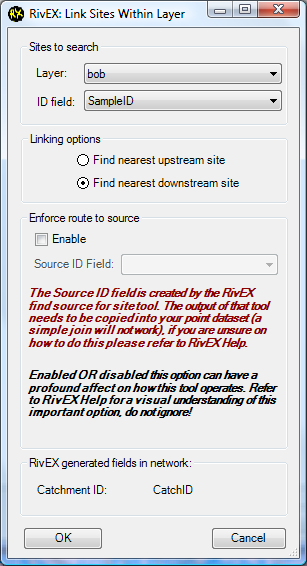 Link sites dialog