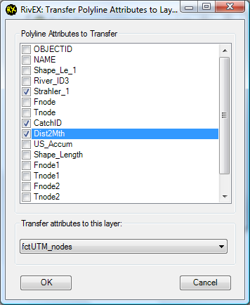 Transfer attributes dialog