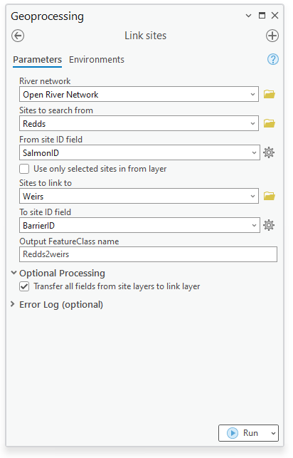 Link sites tool